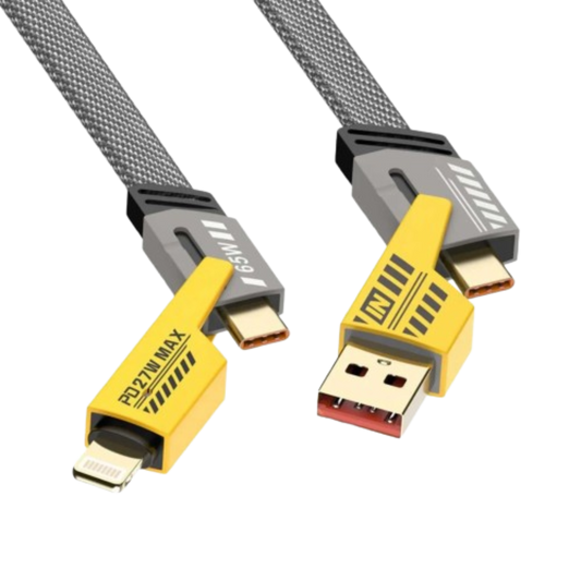 65W 4-in-1 Fast Charging Cable for iPhone, iPad, Laptop, Type-C Phones | USB to C, USB to Lightening, C to C, C to Lightening