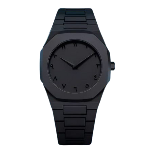 Black Aura Quartz Watch for Men – Lightweight Analog Wristwatch with Arabic Dial | Stylish & Durable Design