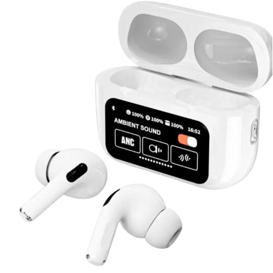 A9 Pro 2 Wireless Earbuds with LCD Touch Screen Display | ANC/ENC Noise Reduction Bluetooth 5.3/5.4 Headphones for iOS & Android | AirPods Pro 2 Alternative