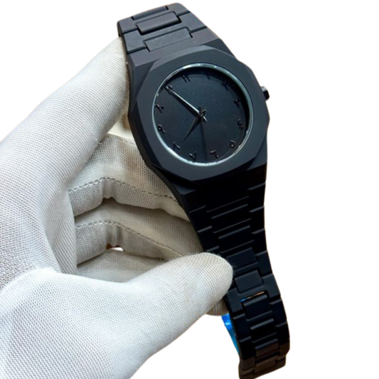 Black Aura Quartz Watch for Men – Lightweight Analog Wristwatch with Arabic Dial | Stylish & Durable Design